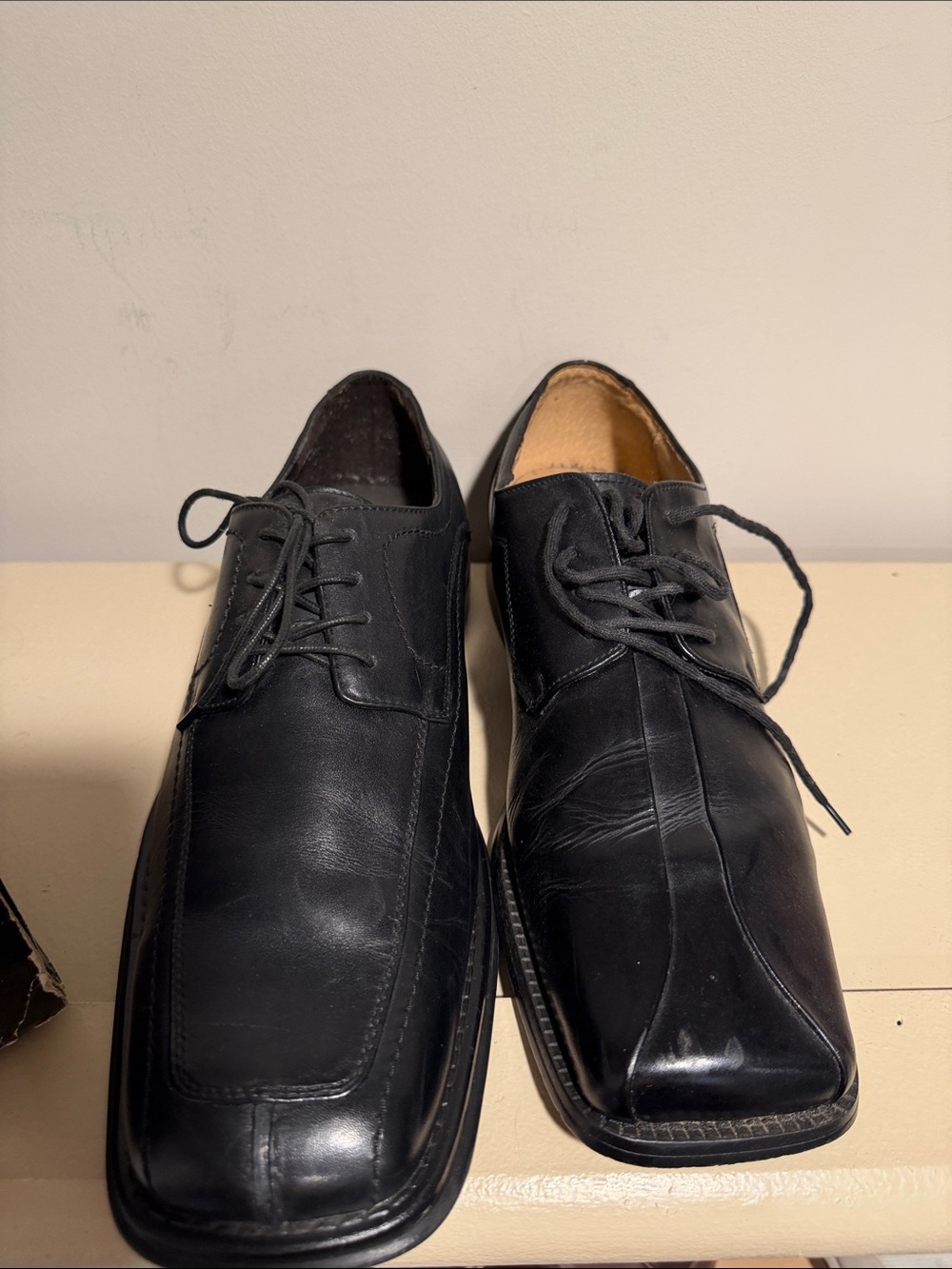 Men's Black Leather Lace-Up Dress Shoes